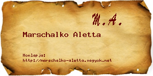 Marschalko Aletta névjegykártya